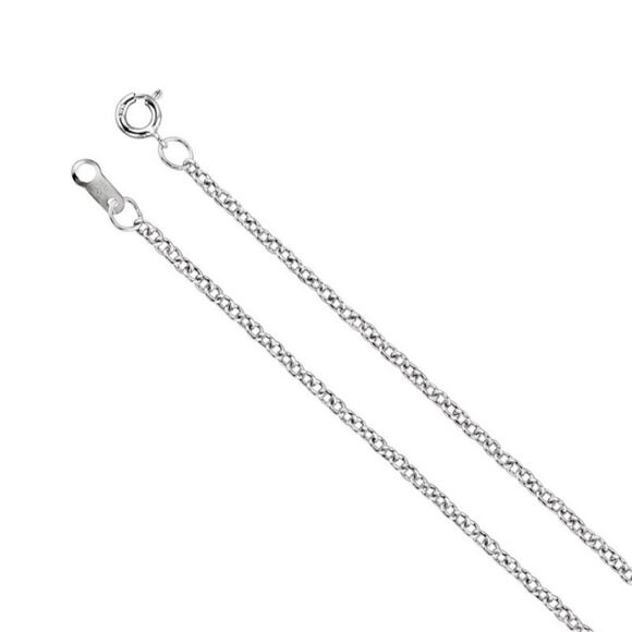 Rhodium Plated Sterling Silver 1.5mm Solid Cable Chain Necklace, 16 In - Picture 1 of 4